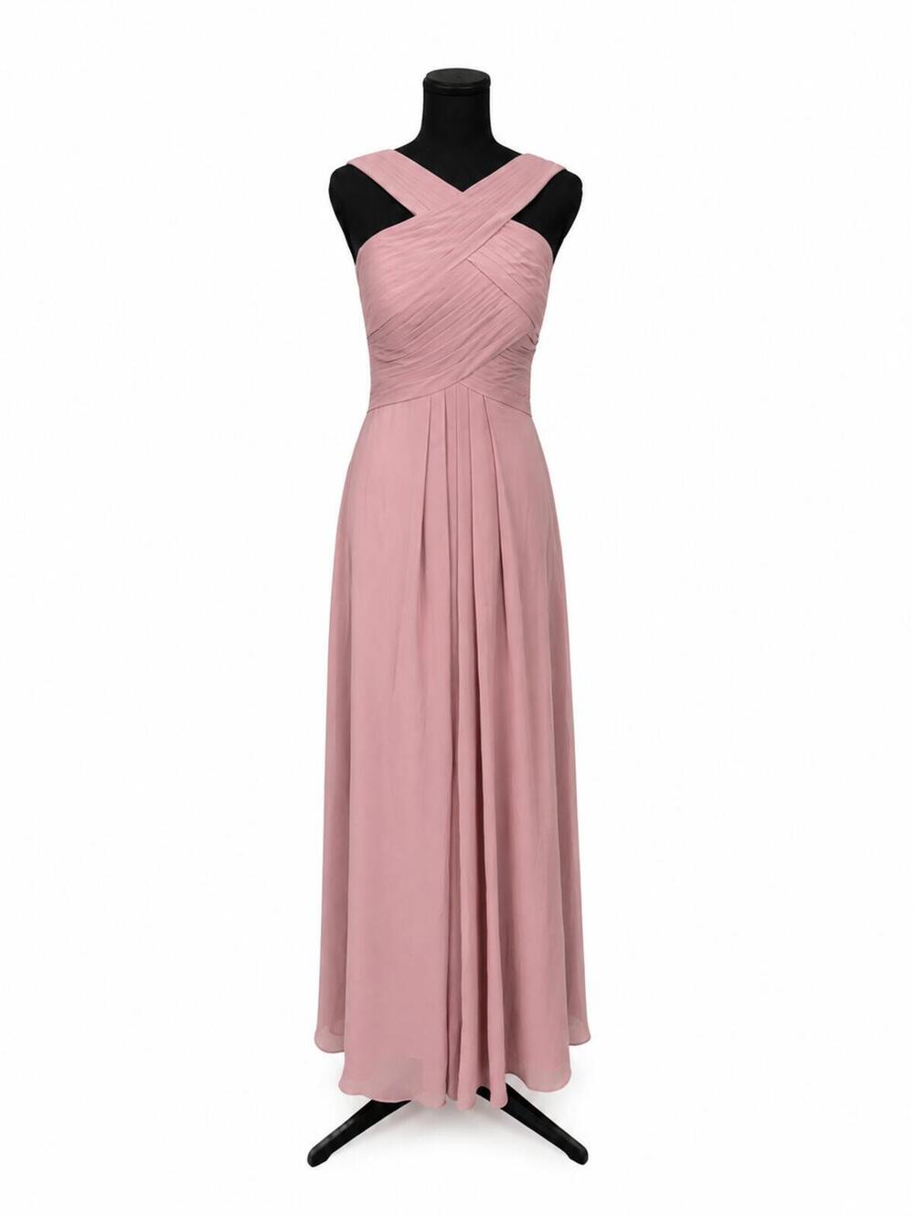 Azazie Kaleigh Dusty Rose Chiffon A-Line Pleated Bridesmaids Dress (Size 8)